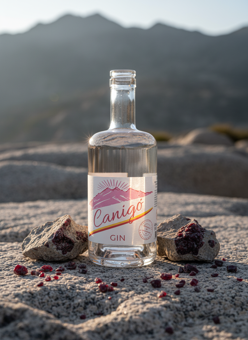 Gin rose Français coloré à la myrte catalane