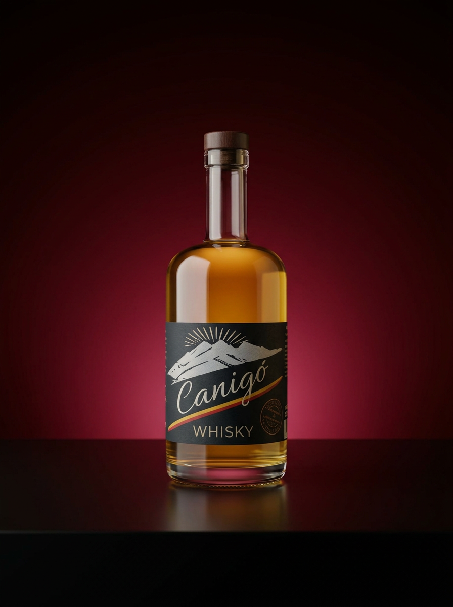 Bouteille de whisky français Canigó filtrée sur grenat catalan du Catalan Social Club